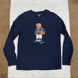 Polo Ralph Lauren L/S Shirt Bear USA Navy Blue Size L